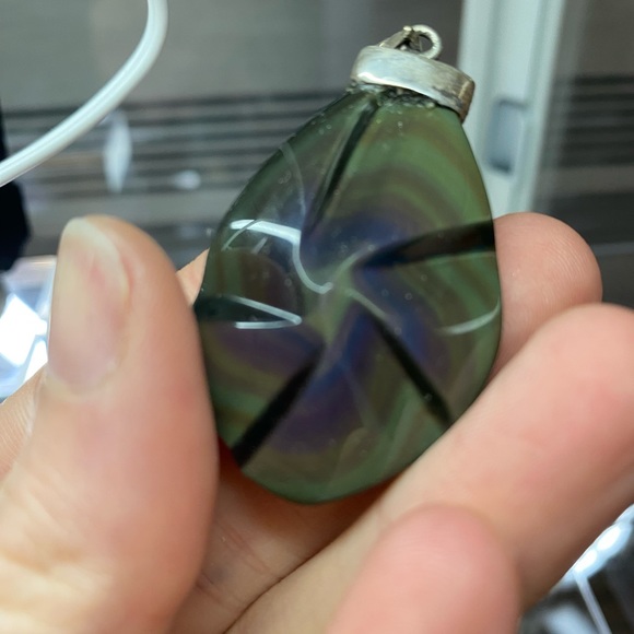 Rainbow obsidian silver pendant - Picture 3 of 3